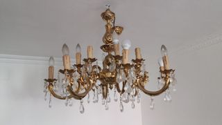 Lámpara de techo bronce y cristal