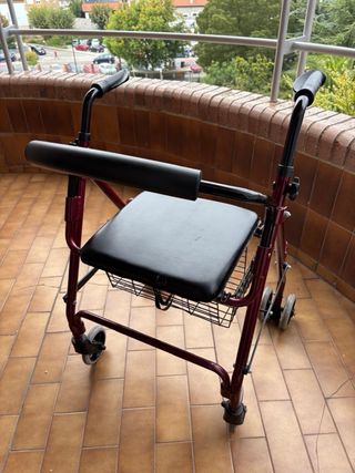 Andador con asiento y cesta