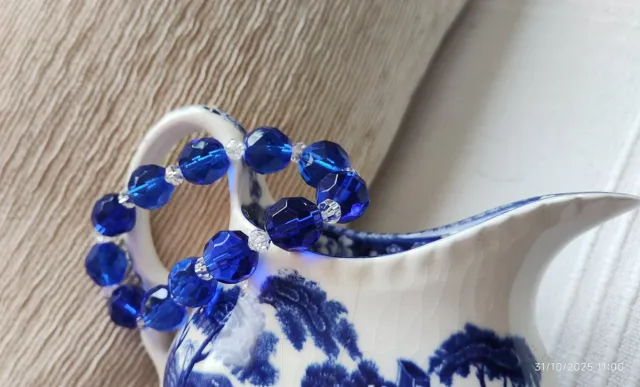 Pulsera elástica de cuentas azules