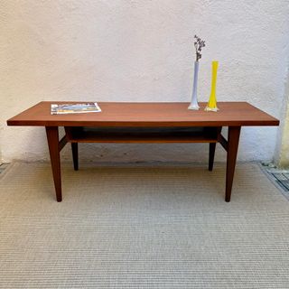 Mesa Centro Mid Century Madera y Cristal