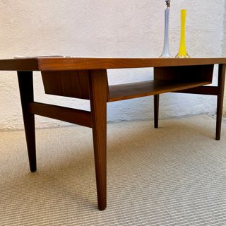 Mesa Centro Mid Century Madera y Cristal