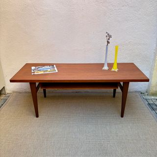 Mesa Centro Mid Century Madera y Cristal