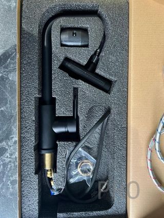 Grifo cocina extraíble Inox giratorio 360° negro