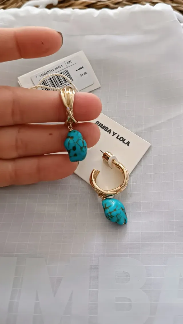 Pendientes Bimba y Lola Oro Turquesa