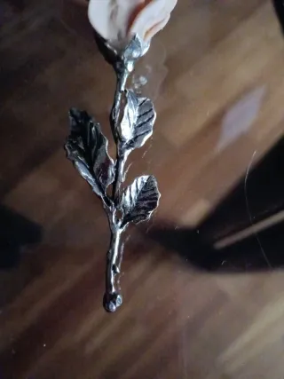 Rosa ceramica e argento 800