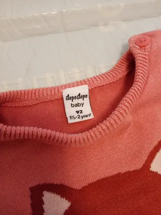 Maglioncino bambina volpe pois rosa 18-24 mesi