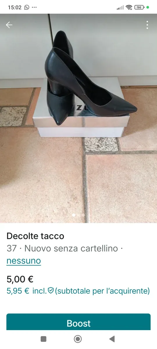 Décolleté tacco nero taglia 37