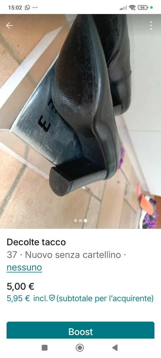 Décolleté tacco nero taglia 37