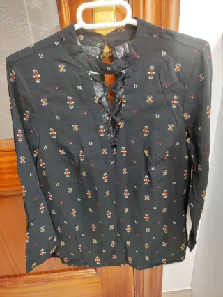 Camisa Viscosa Estampada Negra