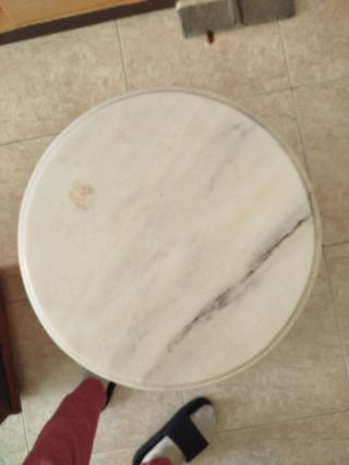 Mesita redonda mármol y forja bronce