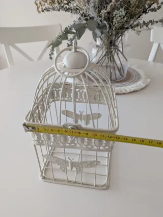 Jaula Decorativa Metal Beige Mariposas