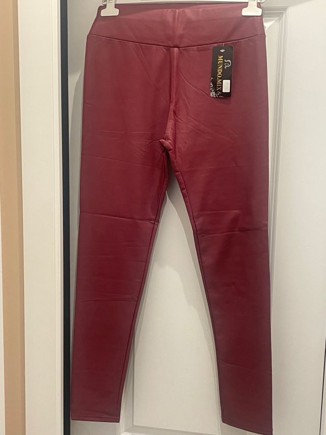 Leggings efecto piel Burdeos