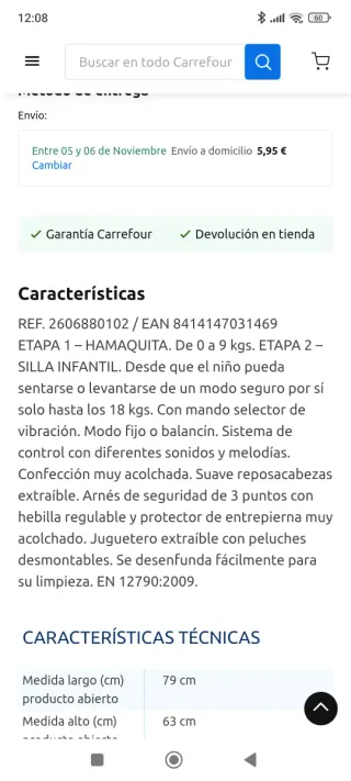 Hamaca bebé con juguetes