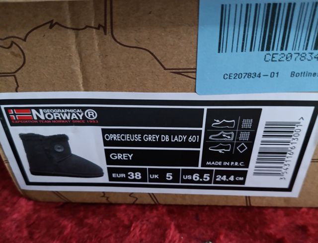Botines Geographical Norway Gris T.38 Nuevos