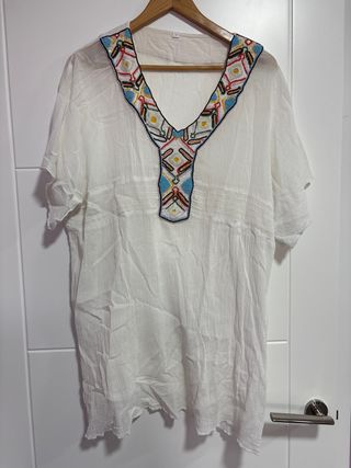 Vestido de Piscina Blanco Multicolor Talla Única