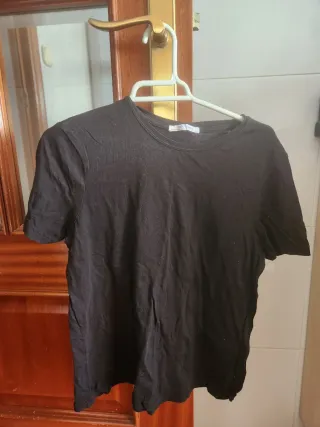 2 camisetas básicas negras Zara Talla S