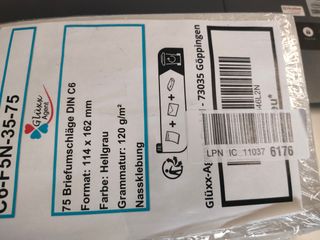 75 Buste DIN C6 Grigie 114x162mm LPNIC110376176
