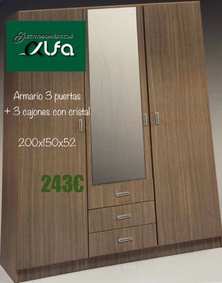 Armario 3 puertas con cajones