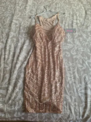 Vestido de fiesta lentejuelas rosa