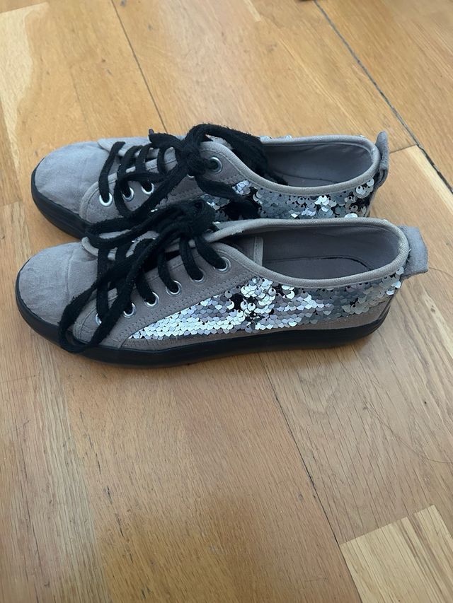 Zapatillas Marypaz ante y lentejuelas T.36