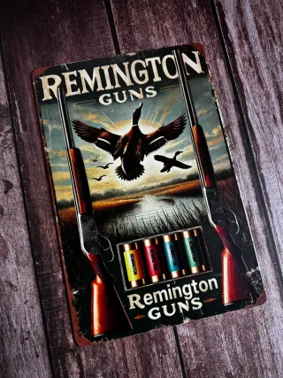 CARTEL CHAPA REMINGTON GUNS CAZA DECORACION