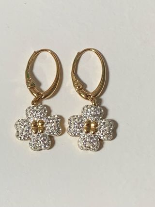 Pendientes Swarovski Trébol Circonitas Dorados