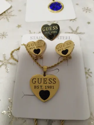 Conjunto Guess Corazón Acero Inoxidable
