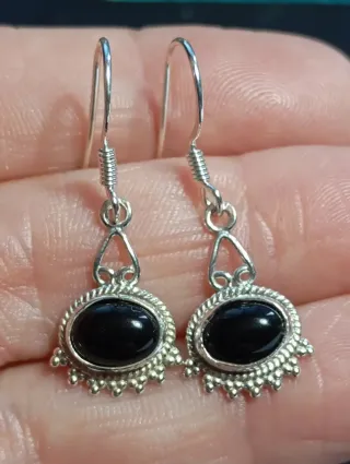 Pendientes Plata Ley Ónix Negro