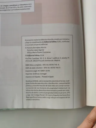 Lengua castellana y literatura, 2o ESO