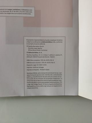 Lengua castellana y literatura, 2o ESO