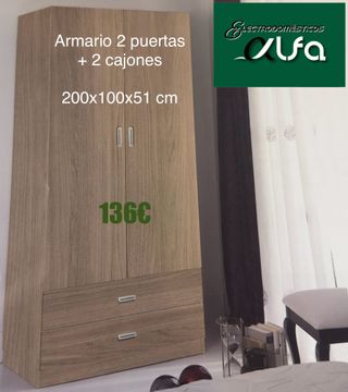 Armario 2 puertas + 2 cajones