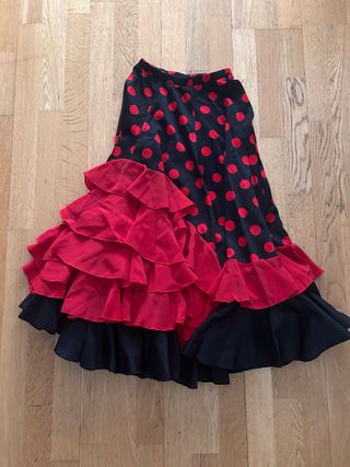 Falda Flamenca Lunares Rojo y Negro