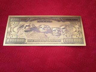 1000000 DI DOLLARI U.S.A. LAMINA D'ORO COLORATA