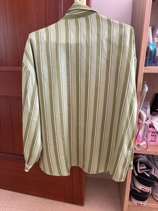 Camisa Zara Rayas Verde Talla S