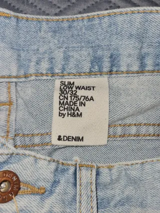 Calças Ganga H&M T40 Azul Claro