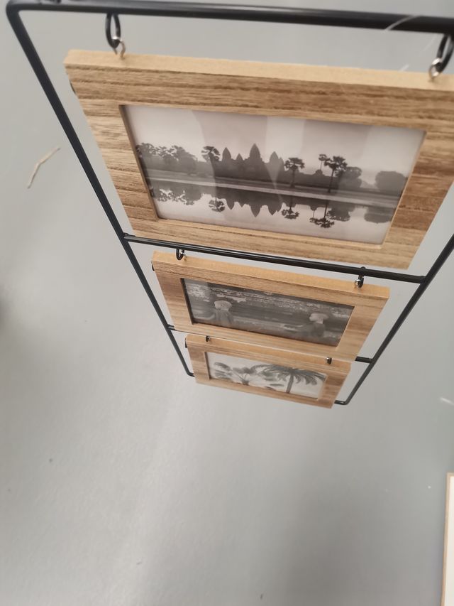 Portafotos 3 Fotos Madera y Metal