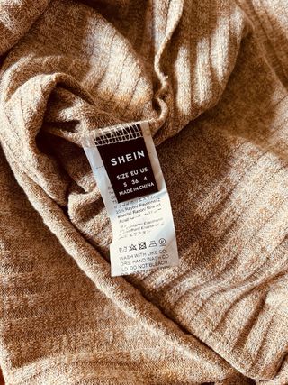 Vestido manga larga beige de Shein