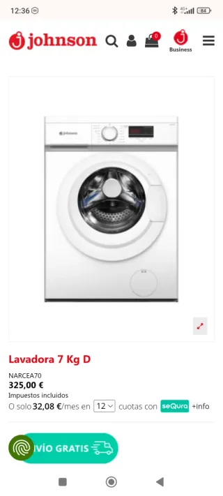 Lavadora Johnson 7 Kg Nueva en su embalaje