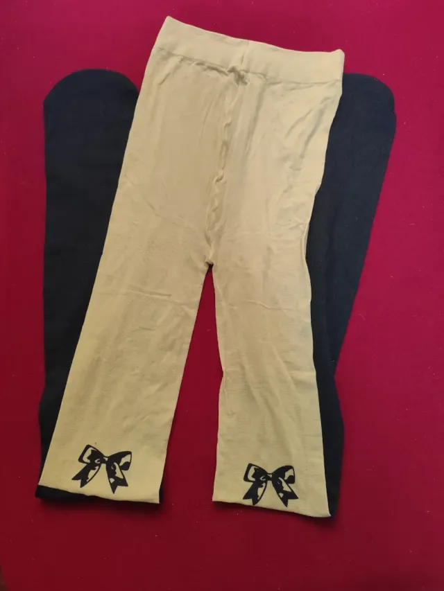 Medias fantasía lazo beige y negro talla única