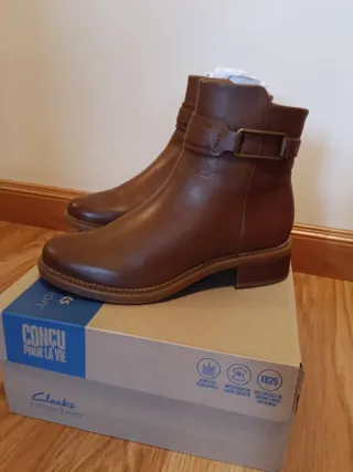 Botines Clarks Cuero Marrón Talla 38