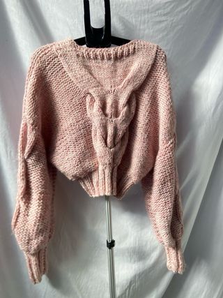 Jersey tejido a mano rosa