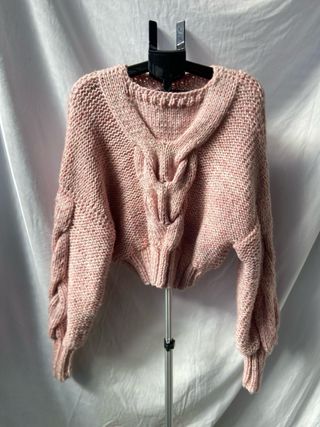 Jersey tejido a mano rosa