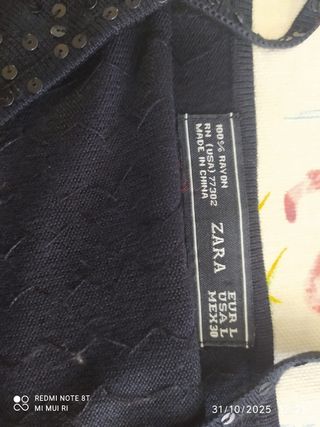 Top Zara Lentejuelas Negra Tirantes