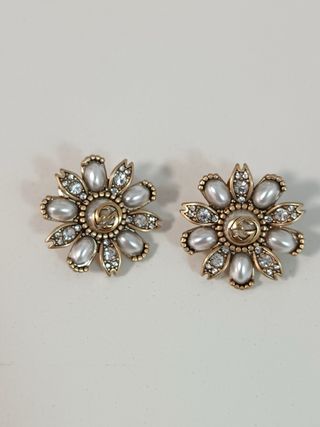Pendientes Vintage Gucci Flor Perlas y Cristales