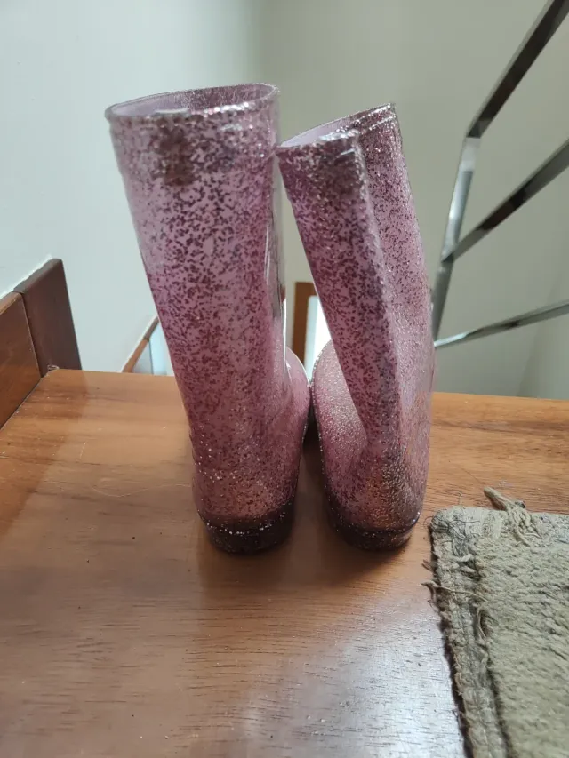 Botas de agua niña rosas con purpurina Talla 29/30