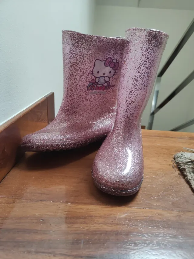 Botas de agua niña rosas con purpurina Talla 29/30