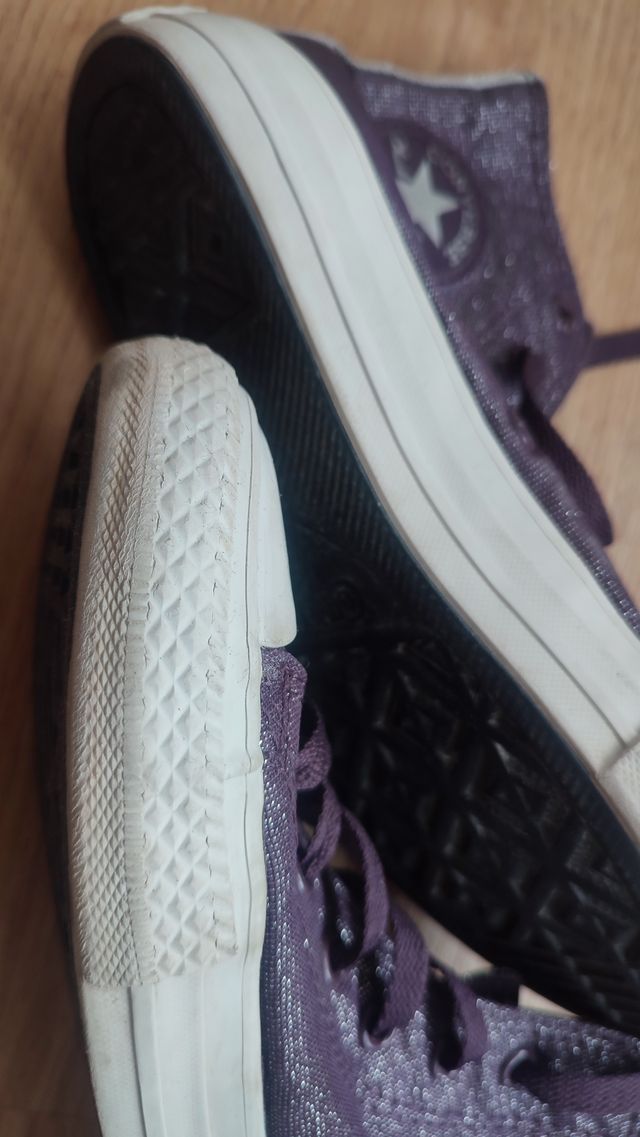 Converse Junior Moradas Plata Talla 34