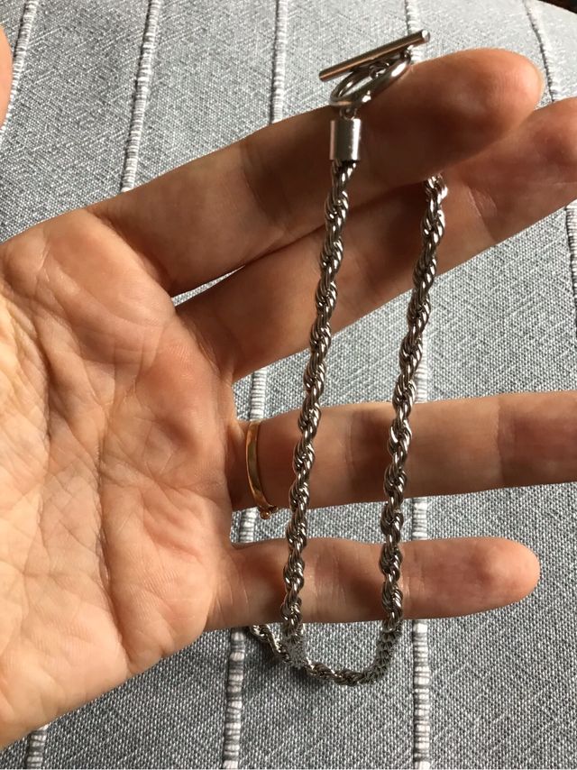 Gargantilla estilo cordón plateado