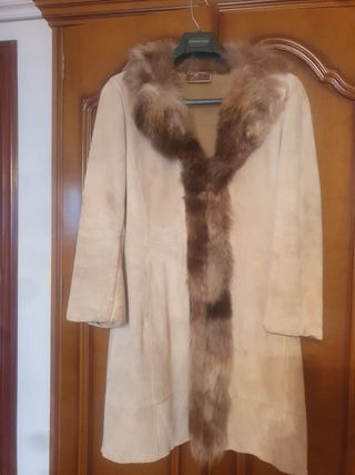 Abrigo Biba Piel Vuelta Beige Talla M
