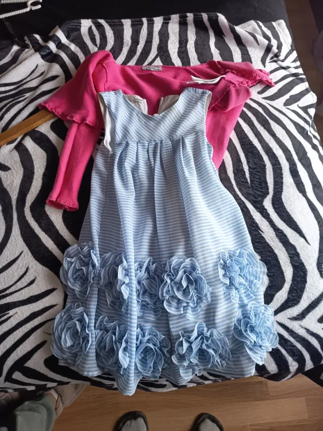Vestido y chaqueta niña azul marino